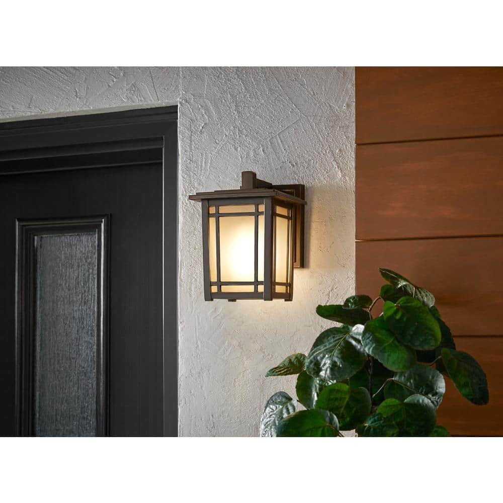 Home Decorators Collection Port Oxford 8.12 in. 1-Light Oil-Rubbed Chestnut Hardwired Outdoor Wall Light Lantern Sconce with No Bulb Included 23211