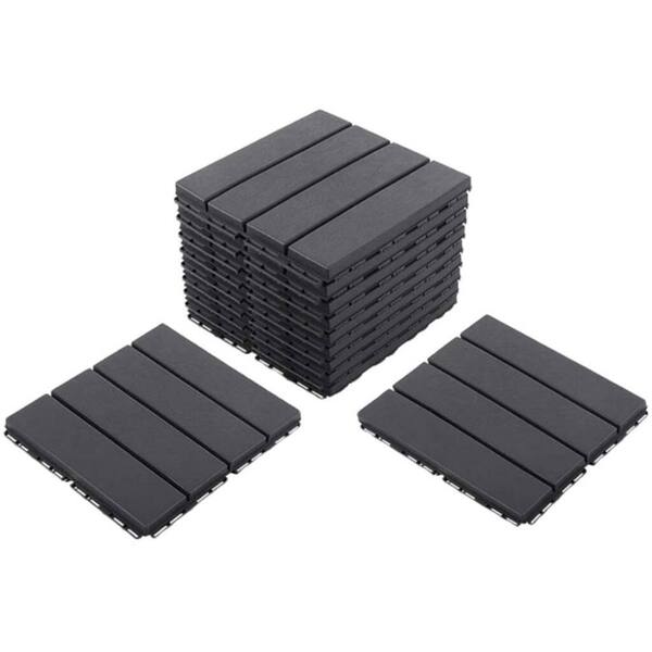 Pro Space 1 ft. W x 1 ft. L Plastic Interlocking Deck Tiles Wood Grain ...