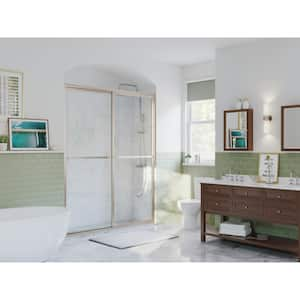 Paragon 42 in. to 43.5 in. x 66 in. Framed Sliding Shower Door with Towel Bar in Brushed Nickel and Obscure Glass