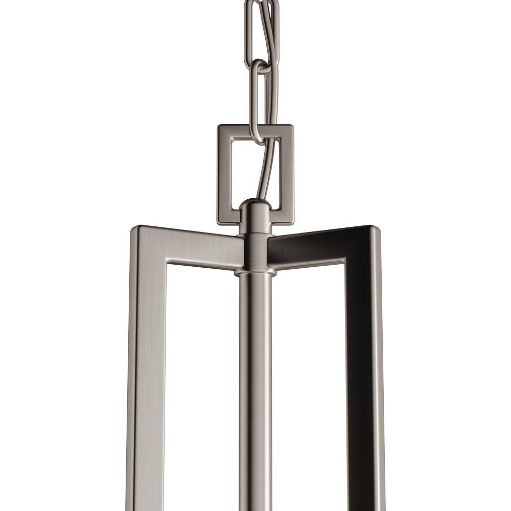 Odeon 17'' Brushed Nickel Drum Pendant with Satin White Glass