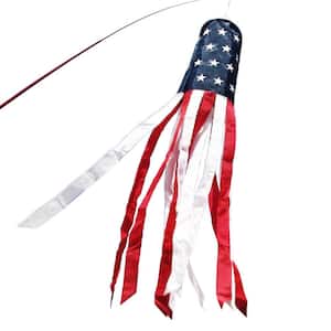 60 in. American US Flag Windsock Stars and Stripes USA Patriotic Decorations Embroidered Stars and Fade Resistant 5 ft.
