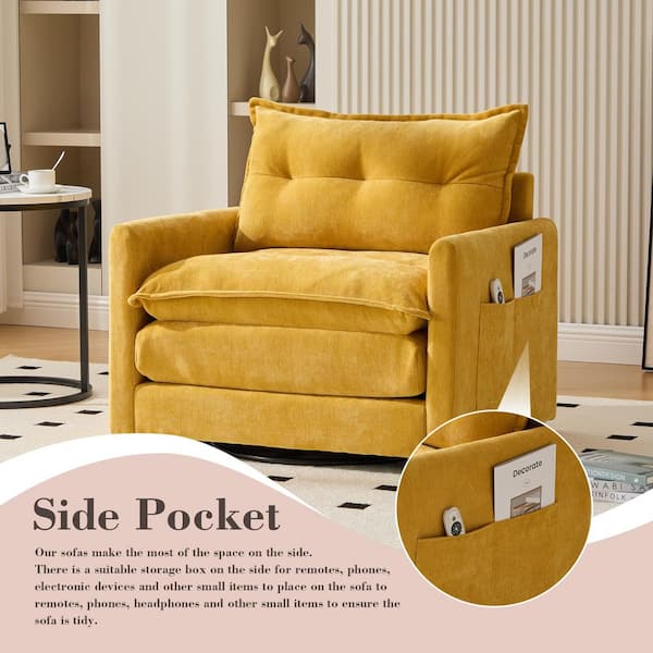 HOMEFUN Mid Century Mustard Yellow Chenille 1-Seat Thick Padded