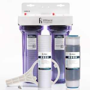 Whole House 2 Stage Water Filtration System with Extra Filter Set Sediment Rust Chlorine Taste Odor