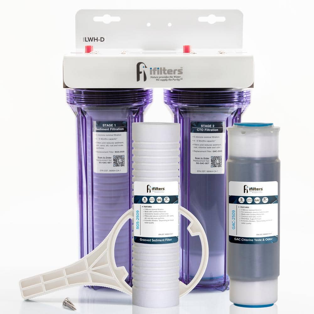 Whole House 2 Stage Water Filtration System with Extra Filter Set Sediment 