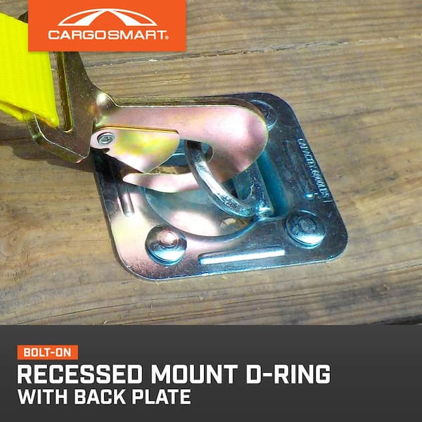 Heavy-Duty Bolt On Recessed Mount D-Ring with Back Plate 3/8 in. Dia, 4 -1/2 in. x 5 in. 6,000 lbs. (1-Pack)