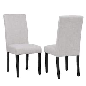 Nina Side Chair Linen Fabric Upholstered Kitchen Dining Chair, Light Gray (Set of 2)