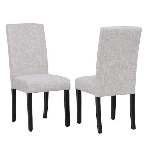 Nina Side Chair Linen Fabric Upholstered Kitchen Dining Chair, Light Gray (Set of 2)
