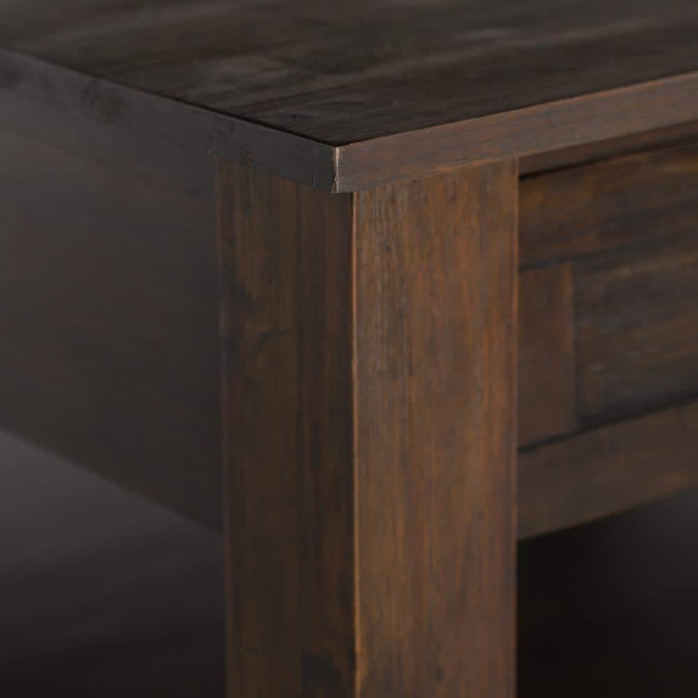 Rustic Acacia Wood Square Coffee Table with Storage in Charcoal Brown