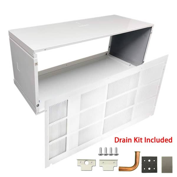 Universal PTAC/PTHP Wall Sleeve and Exterior Grille Combo, 42x16 in. Folded Metal, Insulated with Drain Kit & Screw Set