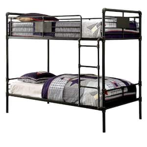 Black Twin Adjustable Bunk Bed with Metal Frame