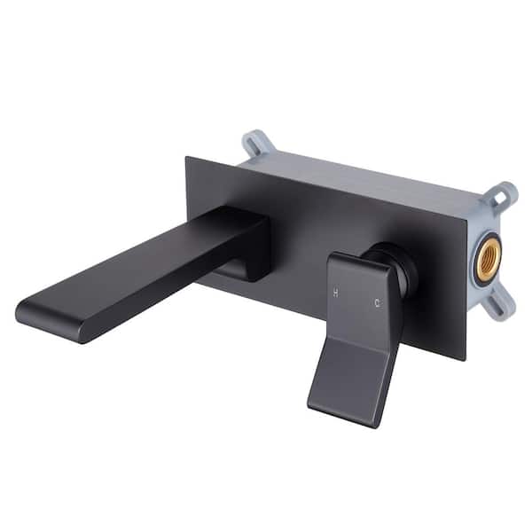 Mondawe Luxury Single Handle Wall Mount Basin Faucet for Bathroom, Vanity in Matte Black