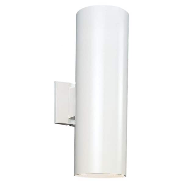 Generation Lighting Outdoor Cylinder Collection 2-Light White Outdoor Wall Lantern Sconce