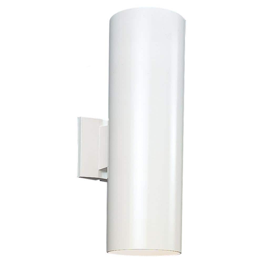 Outdoor Cylinder Collection 2-Light White Outdoor Wall Lantern Sconce price history on PriceWatchPro