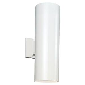 Outdoor Cylinder Collection 2-Light White Outdoor Wall Lantern Sconce