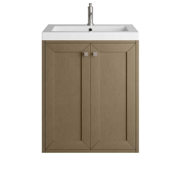 Chianti 23.6 in. W x 18.13 in. D x 29.5 in. H Single Bath Vanity in Walnut Whisper with White Glossy Composite Stone Top