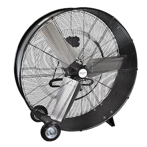 36 in. High-Velocity Industrial 2-Speed 2-Wheel Drum Fan with Aluminum Blades and Adjustable Tilt in Black