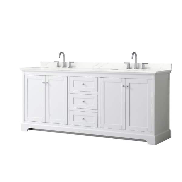 Avery 80 in. W x 22 in. D x 35 in. H Double Bath Vanity in White with Giotto Quartz Top