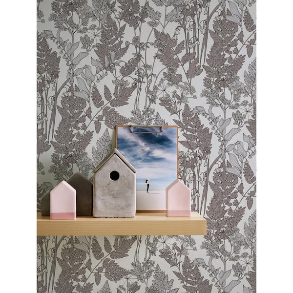 Ayla Wildflowers Grey Non Pasted Non Woven Wallpaper Sample
