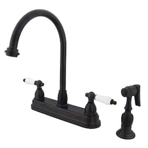 Restoration 2-Handle Deck Mount Centerset Kitchen Faucets with Side Sprayer in Oil Rubbed Bronze