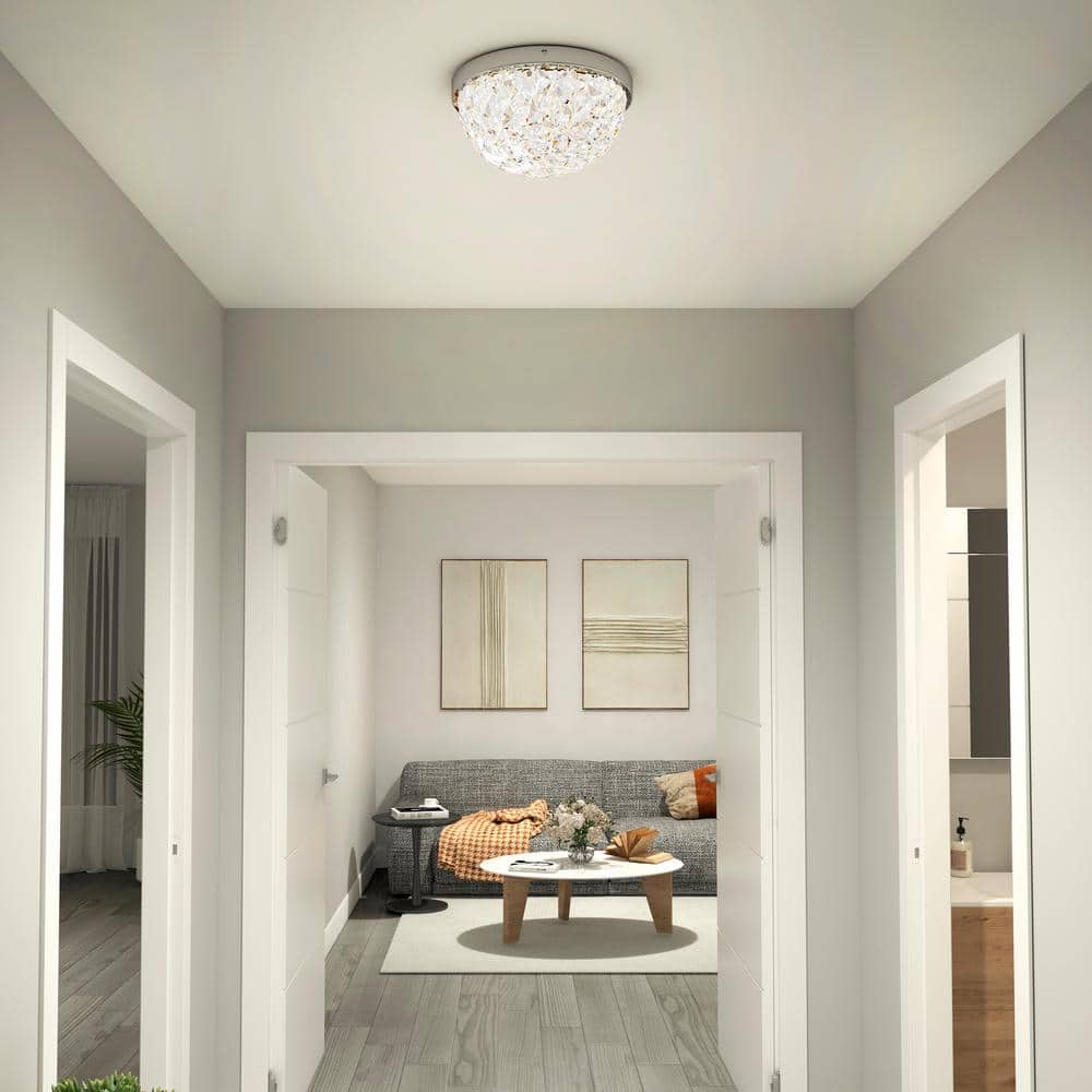 Carat 13 in. Modern Chrome Integrated LED Flush Mount Light Ceiling Light price history on PriceWatchPro