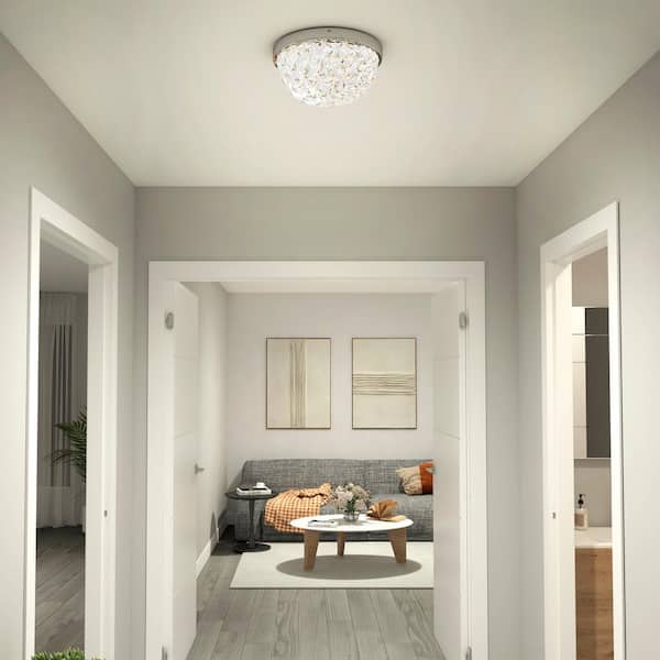 Artika Carat 13 in. Modern Chrome Integrated LED Flush Mount Light Ceiling Light