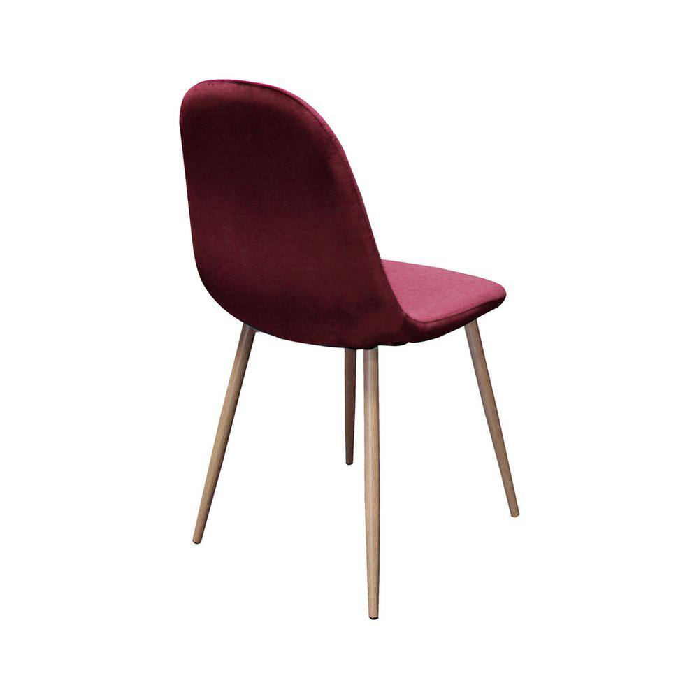 Bordeaux Velvet Upholstered Dining Side Chair Set with Wood Legs