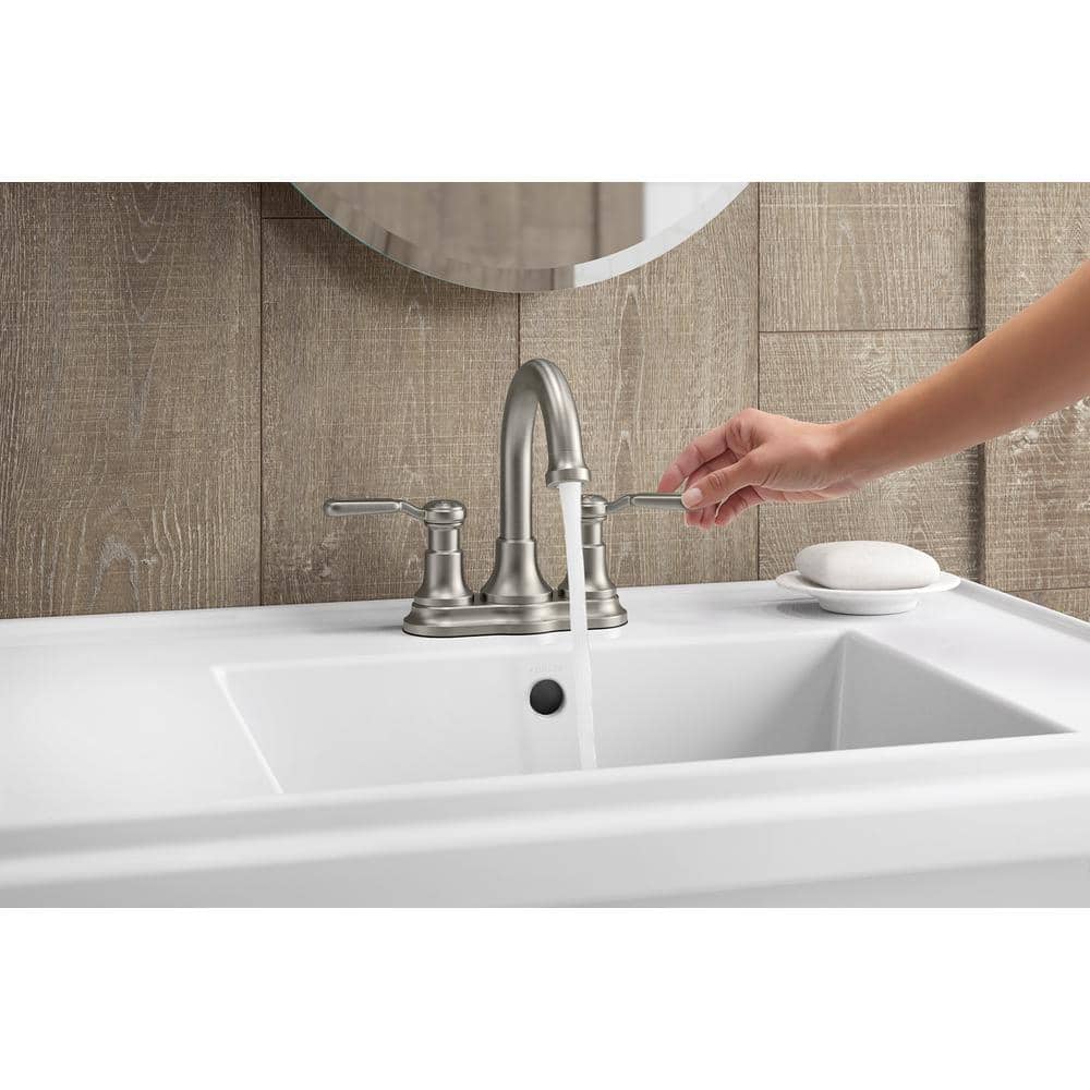 Elegant Brushed Nickel Dual-Handle High Arc Bathroom Faucet