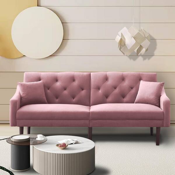 pink velvet futon sofa