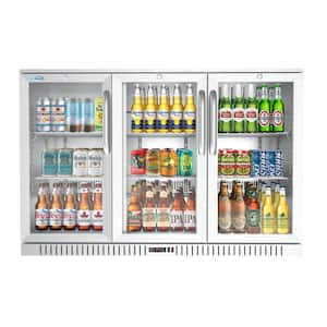 53 in. W 11 cu. ft. 3-Glass Door Counter Height Back Bar Cooler Refrigerator with LED Lighting in Stainless Steel