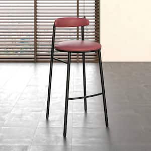 Lume Series Modern Bar Stool Upholstered in Polyester with Powder Coated Steel Legs in Burgundy