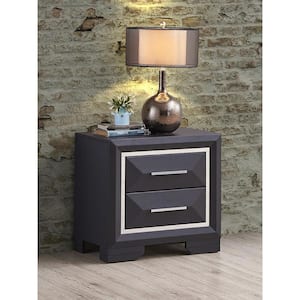 Liverpool Black 2-Drawer 16.5 in. W Nightstand