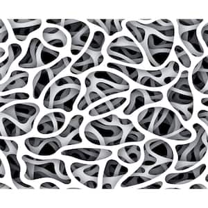 Black and White Organic Network Abstract Non-Woven Wall Mural
