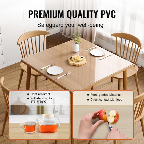 Royhom 41" Round 2mm Thick Clear Table Cover & Protector - Odorless PVC Pad For Dining & Office