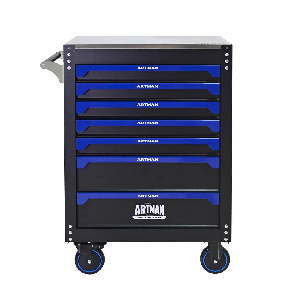 7‑Drawer Black & Blue Rolling Steel Tool Cart with Iron Top, Handle & Wheels, Garage Warehouse Storage Cabinet price history on PriceWatchPro