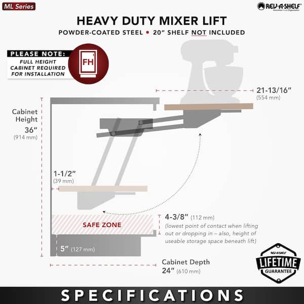 Heavy Duty Mixer Lift, RAS-ML-HDCR (Rev A Shelf)