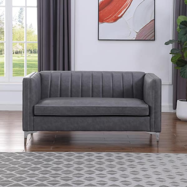 Grey tufted loveseat discount