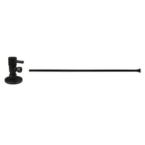5/8 in. x 3/8 in. OD x 20 in. Flat Head Toilet Supply Line Kit with Round Handle 1/4-Turn Angle Stop, Oil Rubbed Bronze