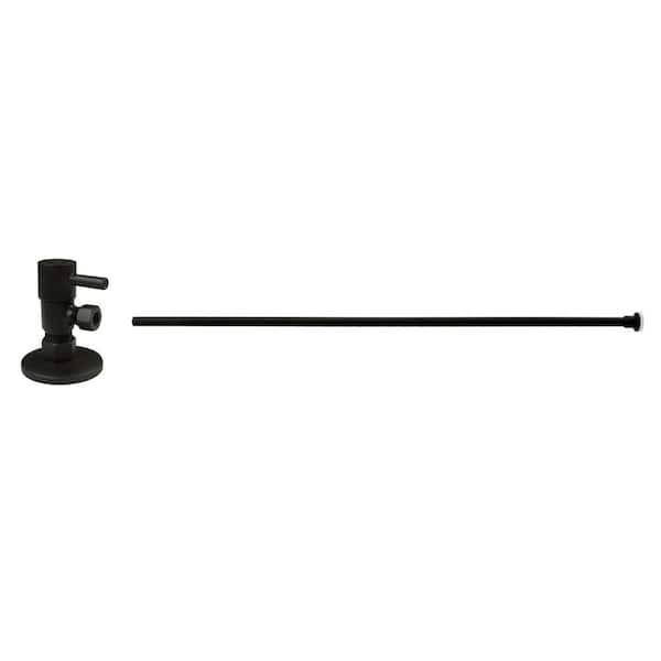 Westbrass 5/8 in. x 3/8 in. OD x 20 in. Flat Head Toilet Supply Line Kit with Round Handle 1/4-Turn Angle Stop, Oil Rubbed Bronze