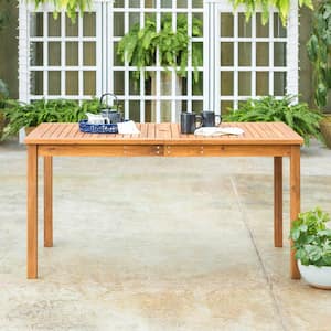 Brown Rectangle Acacia Wood Simple Outdoor Dining Table