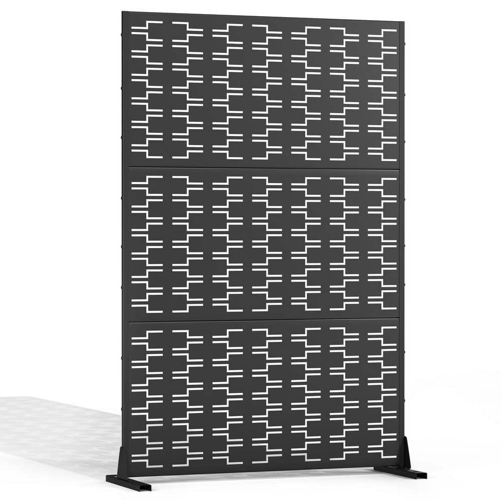 72 in. H x 47 in. W Metal Privacy Screen for Deck Patio Balcony Garden, Freestanding Decorative Privacy Screen, Black price history on PriceWatchPro