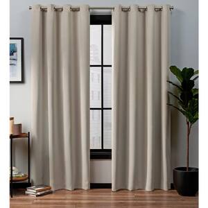 Academy Vintage Linen Solid Blackout Grommet Top Curtain, 52 in. W x 96 in. L (Set of 2)