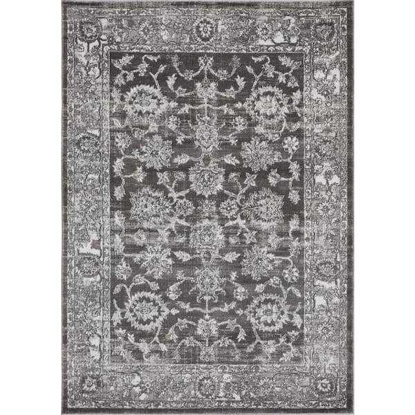 Rhane Vaild Gray 5 ft. 3 in. x 7 ft. 3 in. Oriental Polypropylene Area Rug