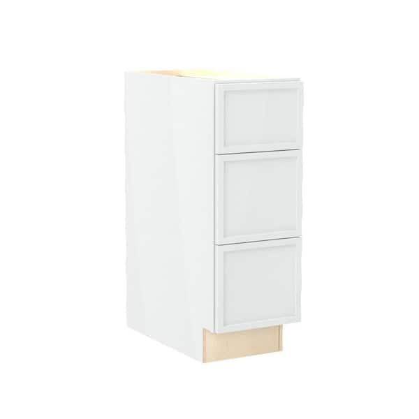 Franklin 12 in. W x 21 in. D x 34.5 in. H Assembled Plywood Drawer Base Bath Cabinet in Vesper White with Soft Close