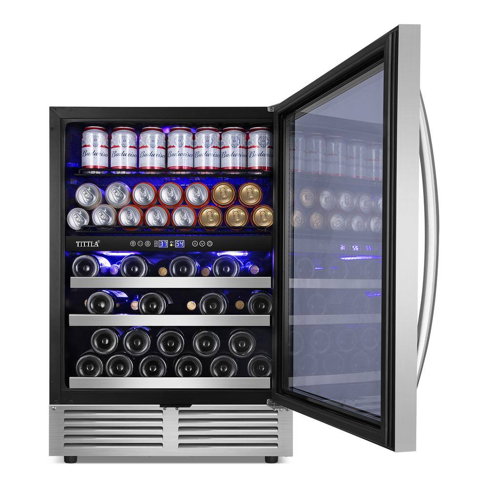 Tittla 24" Stainless Steel Dual Zone Wine and Beverage Cooler