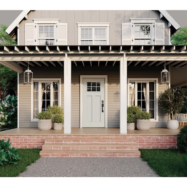 36 in. x 80 in. 2 Panel Right Hand Inswing 6-Lite Clear Ash Fiberglass Prehung Front Door with Brickmould