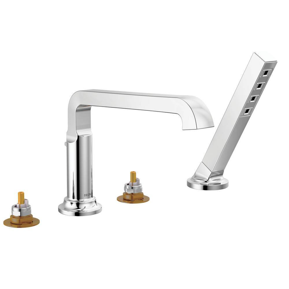 Delta Tetra 2 Handle Roman Tub Faucet Trim Kit With Hand Shower In