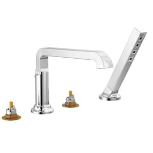 Tetra 2-Handle Roman Tub Faucet Trim Kit with Hand Shower in Lumicoat Chrome (Valve and Handle Not Included)