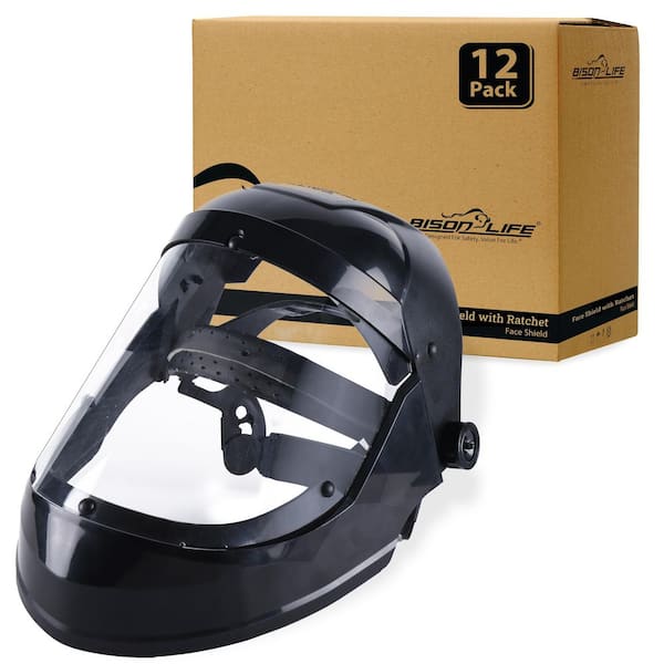 OSFM, Black, Full Face Protector Shield, Reusable Safety Face Shields (12-Pack)