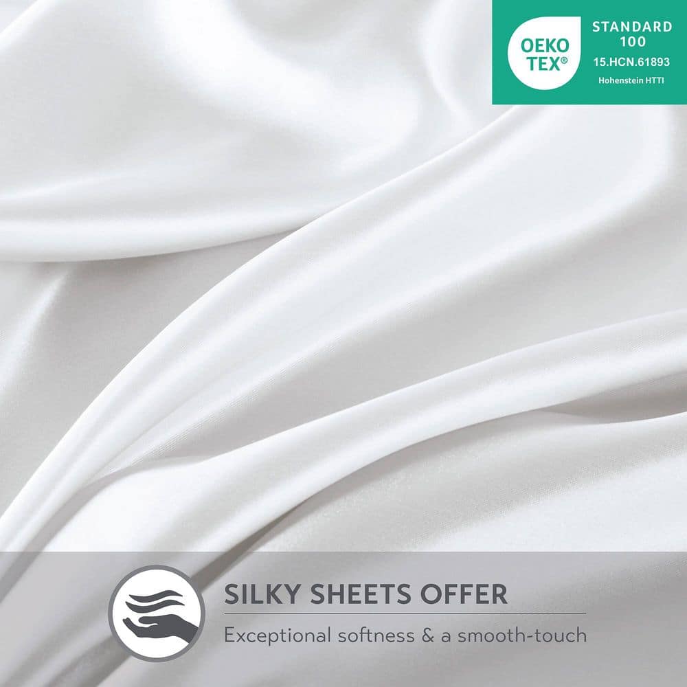 White Queen Satin Polyester 6-Piece Sheet Set