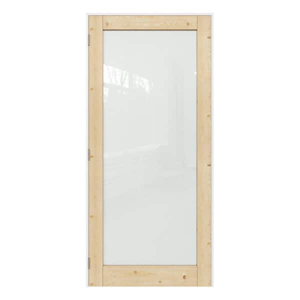 ARK DESIGN 36 in. x 80 in. 1-Lite Frosted Glass Right Solid Core Unfinished Pine Wood Single Prehung Interior Door + Separate Jamb
